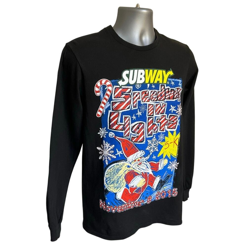 Subway Speedway In Lights 5K Shirt Adult Small Black Long Sleeve - Picture 3 of 13